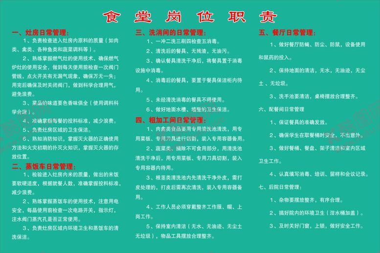 编号：32590301260443338289【酷图网】源文件下载-食堂岗位职责