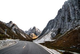山脉公路雪地高山海报素材