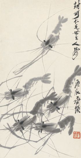 齐白石国画工笔山水新中式鱼虾装饰