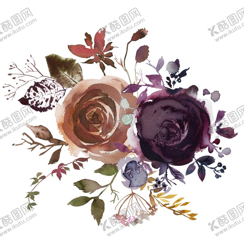 编号：21850905041221048245【酷图网】源文件下载-波西米亚风格水彩花朵