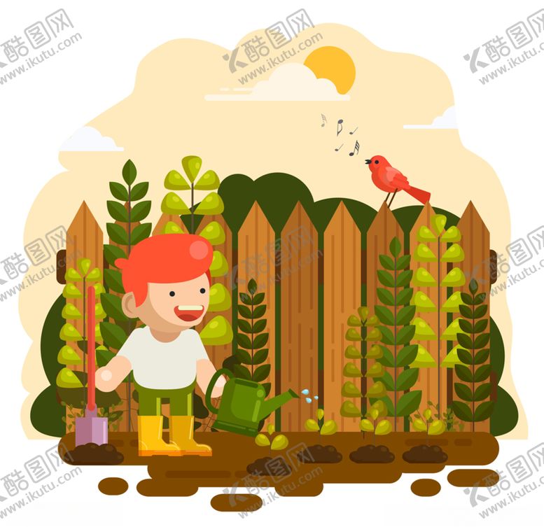 编号：55088409261341544682【酷图网】源文件下载-浇灌花朵花园