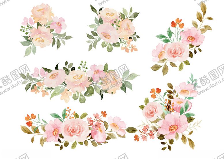编号：56665004072049331734【酷图网】源文件下载-水彩粉色花卉装饰图案