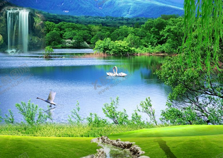 编号：60400810141148447984【酷图网】源文件下载-天鹅瀑布