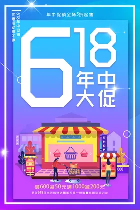 618年中促销海报大限时大