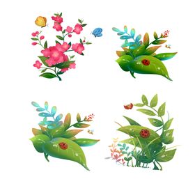 手绘春天植物元素
