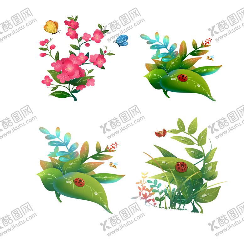 编号：72134810061829309988【酷图网】源文件下载-手绘春天植物元素