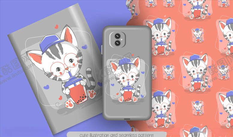 卡通手机壳猫可爱猫设计插画