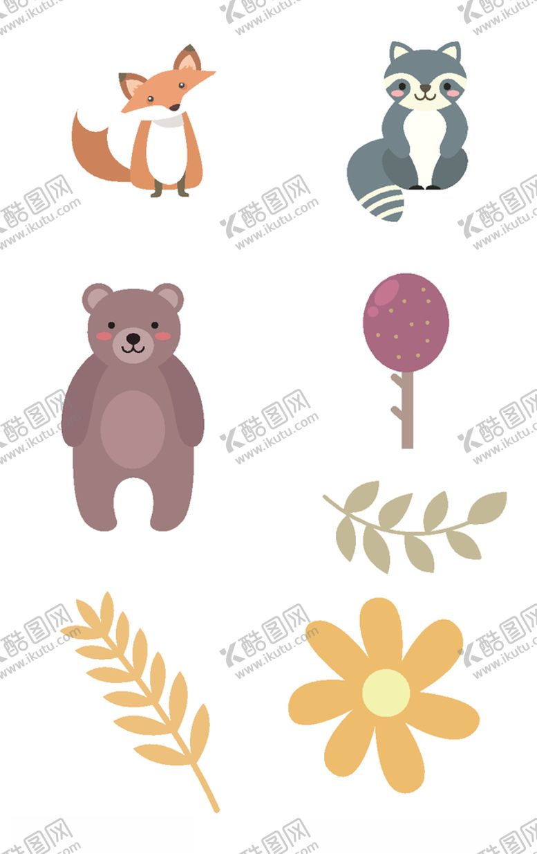编号：95414405152215464429【酷图网】源文件下载-个性卡通可爱动物矢量