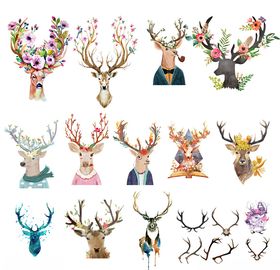 手绘水彩麋鹿驯鹿鹿角