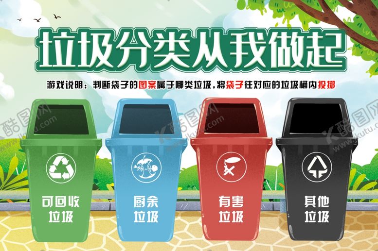 编号：87747809200719446135【酷图网】源文件下载-垃圾分类垃圾桶宣传图