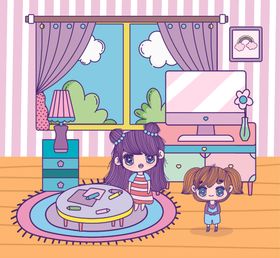 卡通手绘女孩漫画学生插画