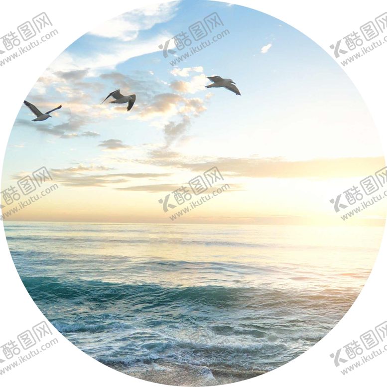 编号：51629112031534522639【酷图网】源文件下载-海景圆形挂画