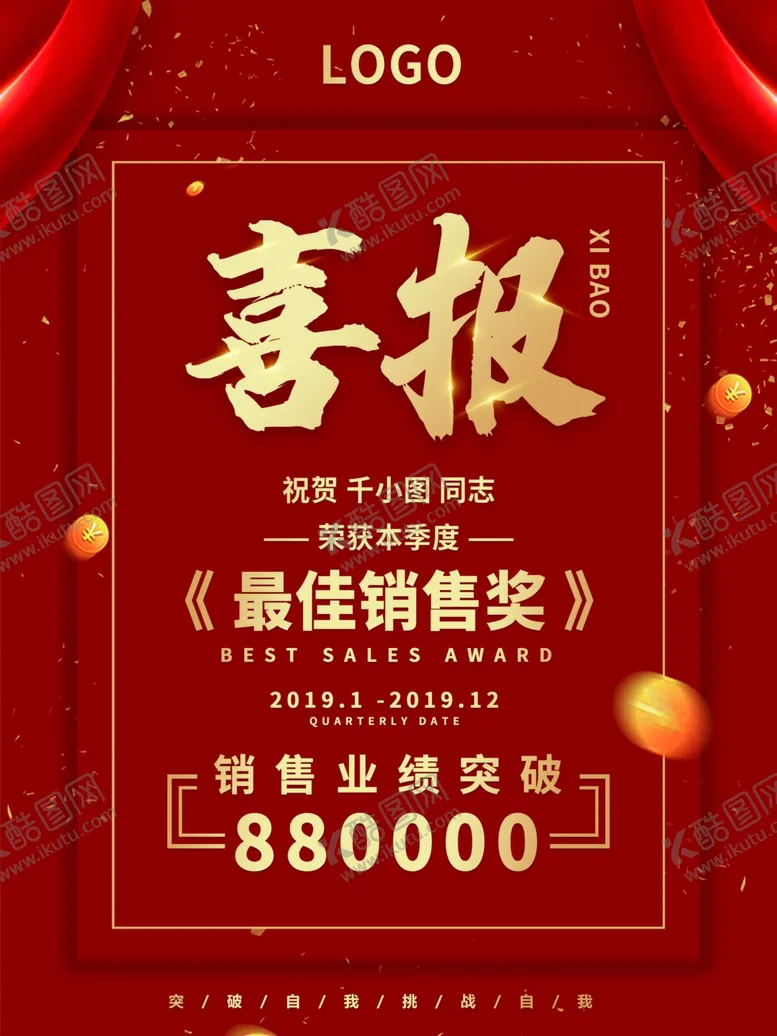 编号：72860607131334069375【酷图网】源文件下载-喜报喜庆海报年终总结