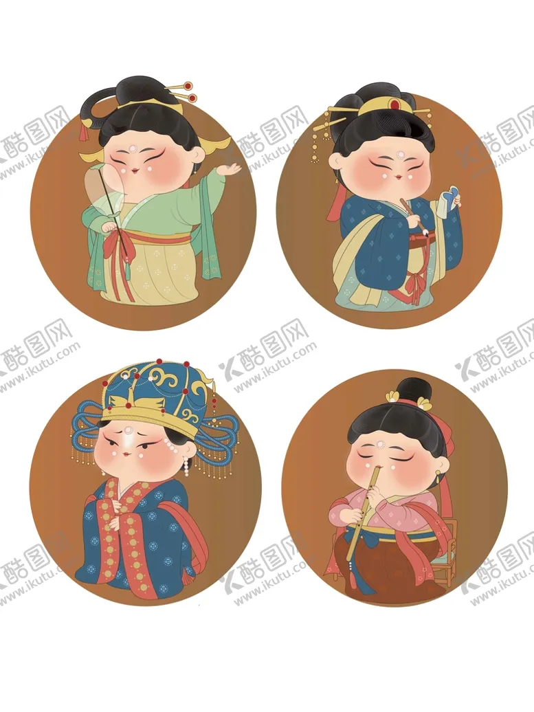 编号：90247109252221086219【酷图网】源文件下载-宋朝古代可爱仕女矢量元素
