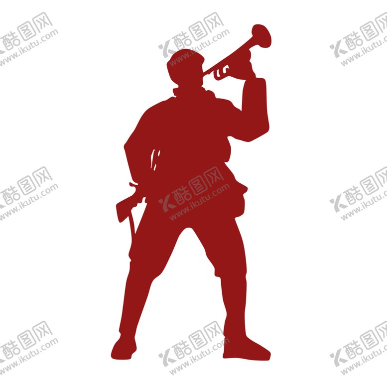 编号：57615906250201424194【酷图网】源文件下载-吹号手冲锋人物剪影海报素材