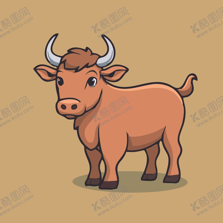 编号：44538401301251554911【酷图网】源文件下载-可爱小牛矢量卡通画儿童插画