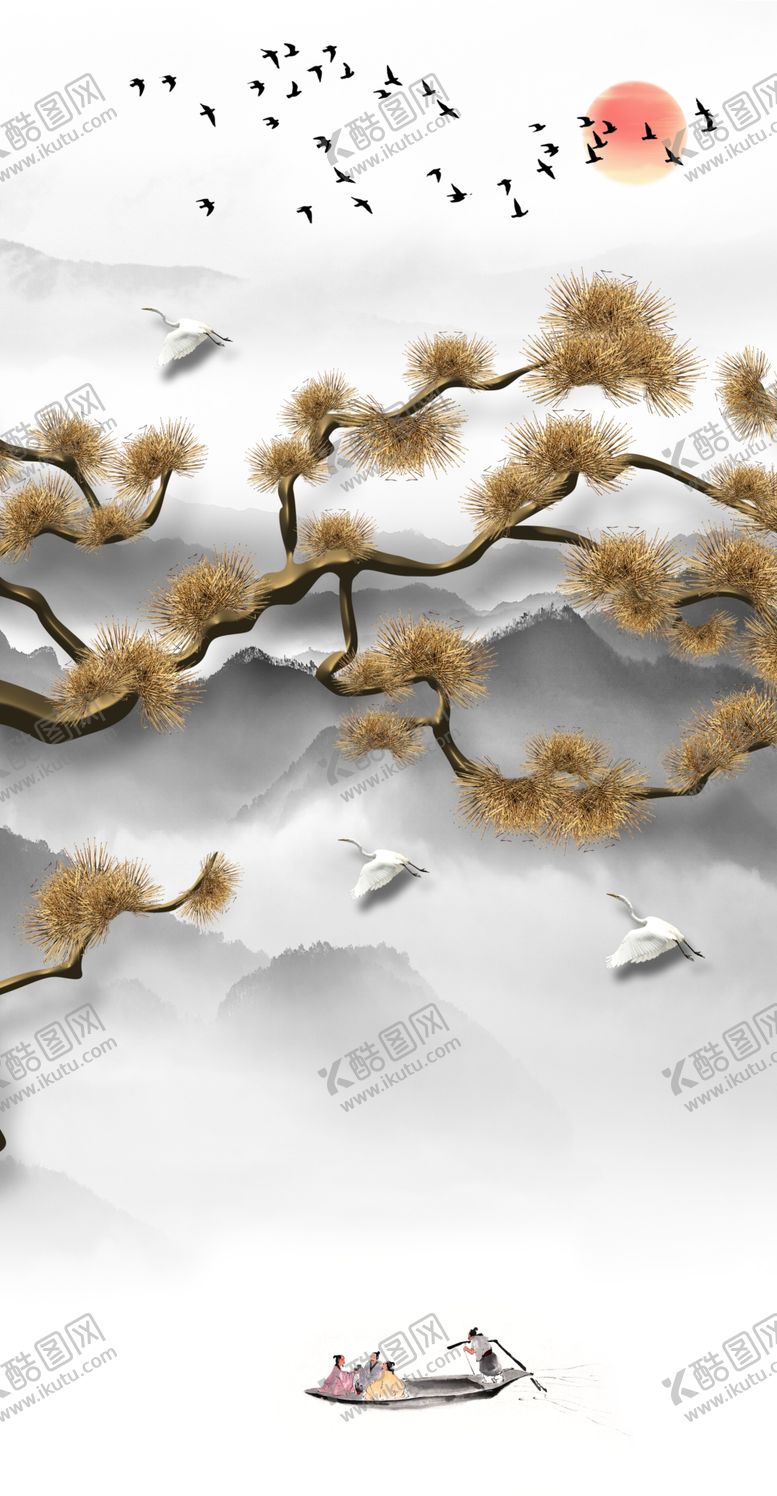 编号：29699210041432186364【酷图网】源文件下载-水墨山水玄关画