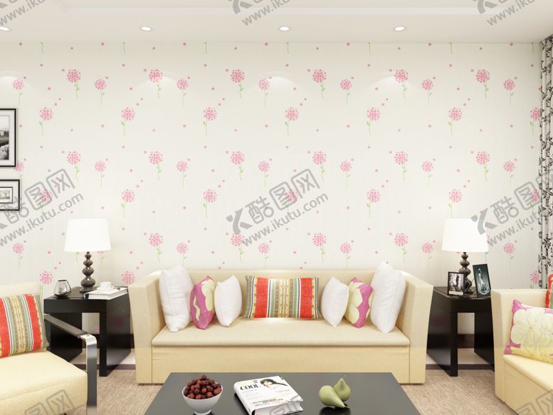 编号：95552704022313397969【酷图网】源文件下载-温馨粉色客厅家居场景