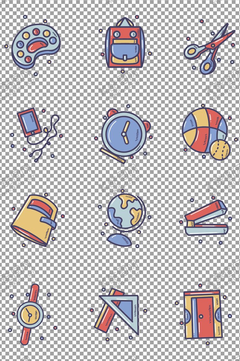 编号：23551309141222185701【酷图网】源文件下载-开学新设备文具