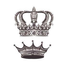 素描皇冠矢量图黑白画大