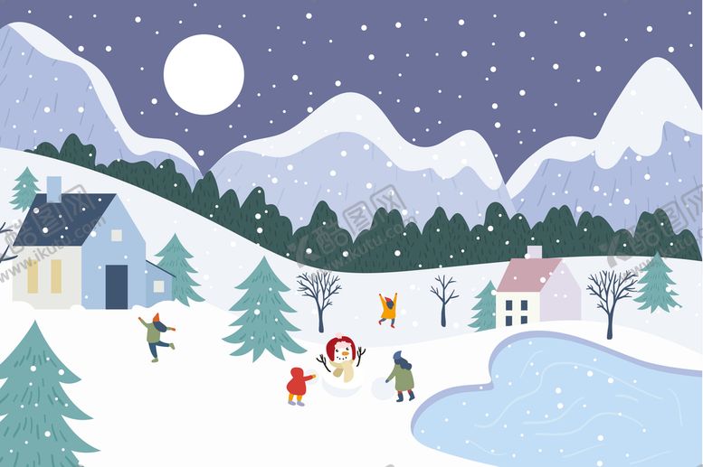 编号：39644810182034347722【酷图网】源文件下载-冬季下雪插画背景