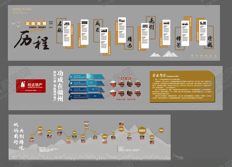 编号：68564204281814099657【酷图网】源文件下载-企业发展历程展厅文化墙