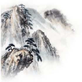 水墨中国风迎客松