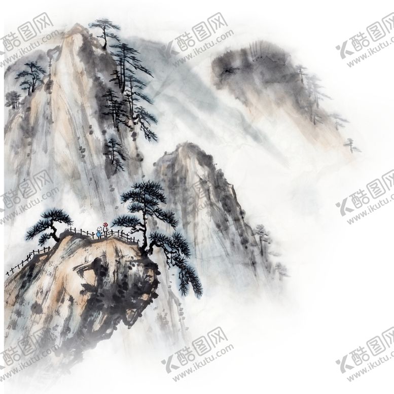 编号：25003205040439275748【酷图网】源文件下载-水墨中国风迎客松