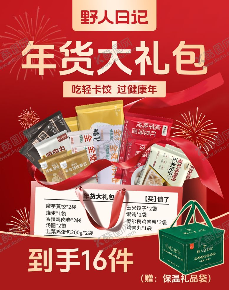 编号：82531303010605058184【酷图网】源文件下载-年货大礼包宣传海报