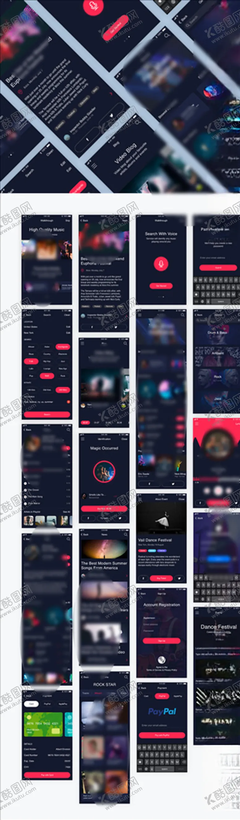 编号：31672604230119073022【酷图网】源文件下载-xd音乐暗黑色UI设计登录页钱