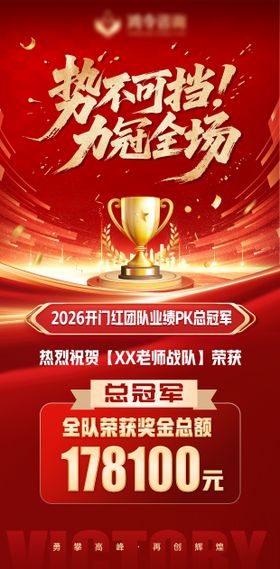 2026马年开门红冠军红金喜报海报