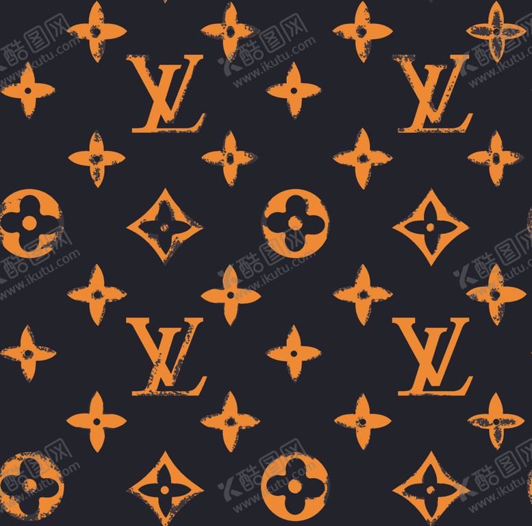 编号：64934009281611422391【酷图网】源文件下载-大牌字母黑底花最新