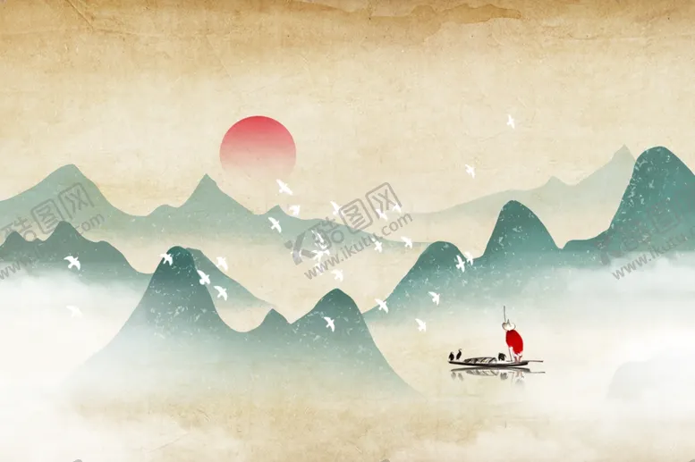 编号：10812102030923048080【酷图网】源文件下载-古风山水背景