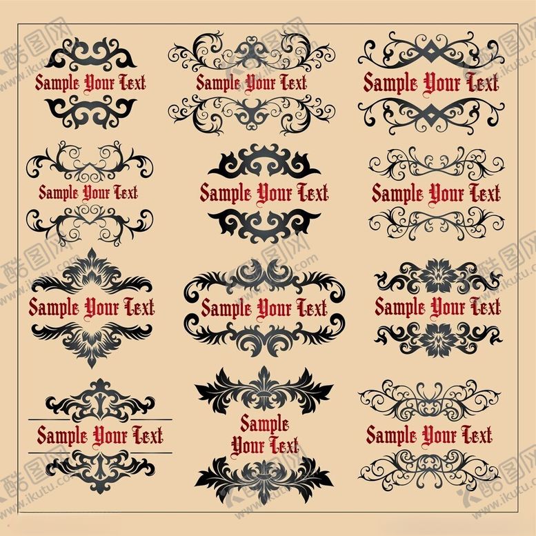 编号：84585811151813282071【酷图网】源文件下载-复古装饰性文字设计样式集