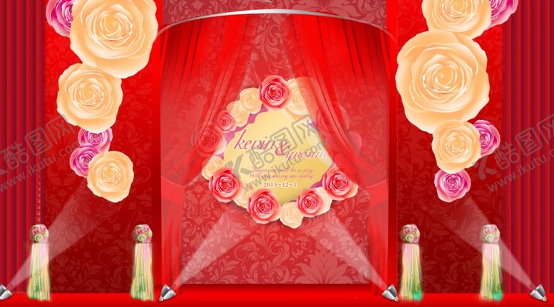 编号：24117209162055369426【酷图网】源文件下载-婚礼现场舞台迎宾区场景布置