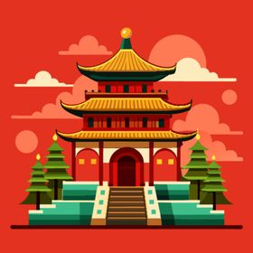 中国风古建筑插图