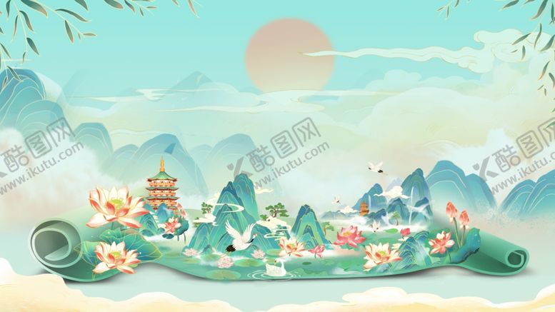 编号：60106512130328057789【酷图网】源文件下载-国潮荷花