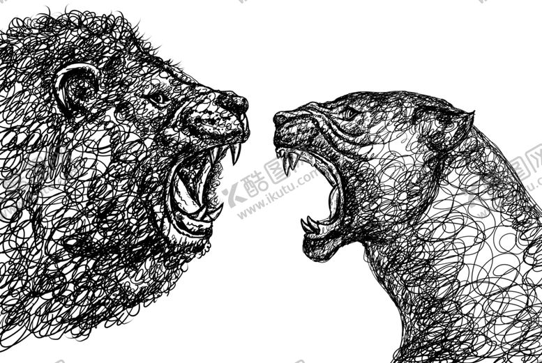 编号：13314607081347272496【酷图网】源文件下载-狮子手绘插画