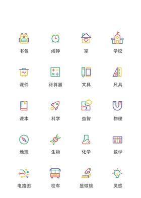 卡通学科教育类UI图标icon