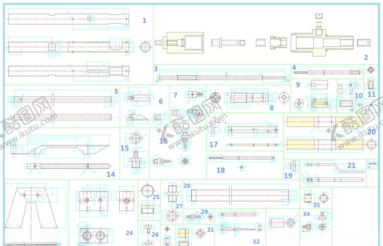 编号：31378309252322151537【酷图网】源文件下载-立方锥形悬臂双螺旋混合机零件