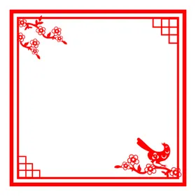 中国风红色边框线条手抄报元素