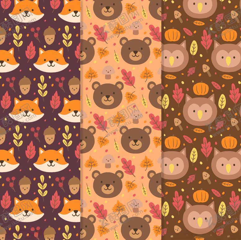 编号：94707611191719156277【酷图网】源文件下载-可爱动物图案的多彩布料