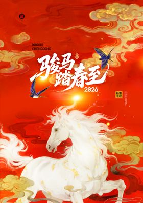 马年喜庆踏春至新年春节宣传单