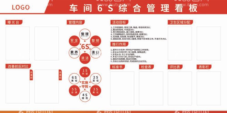 编号：84104512012230387069【酷图网】源文件下载-车间6S综合管理看板