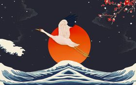 中国风国潮背景创意山水画画综艺