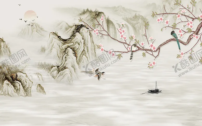 编号：04572309152154136357【酷图网】源文件下载-新中式风景风景背景墙
