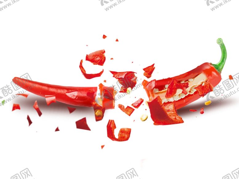 编号：96576309170759351598【酷图网】源文件下载-辣椒切开破碎麻辣飞舞素材