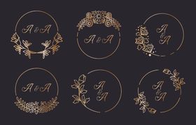 优雅花卉圆形装饰图案