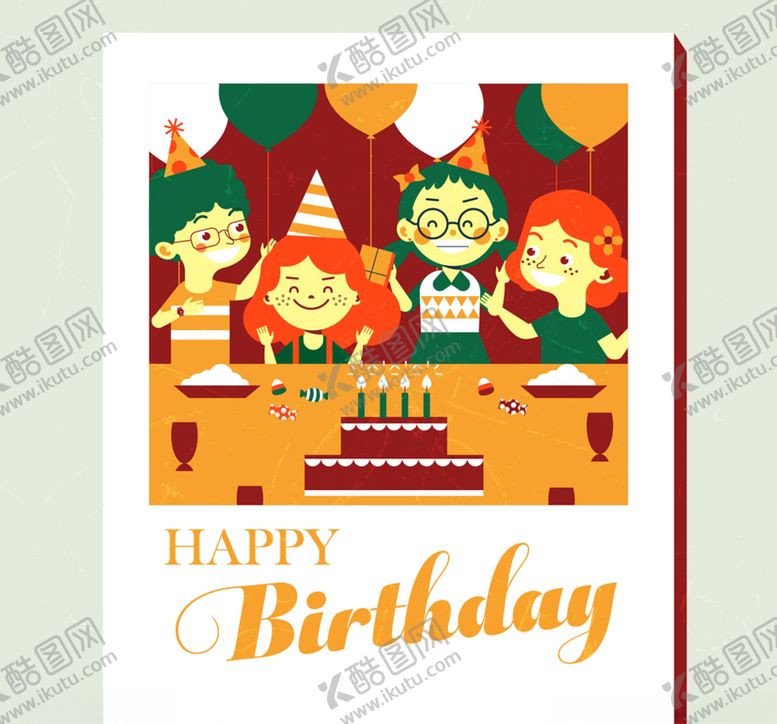 编号：90224610110900426508【酷图网】源文件下载-可爱儿童生日快乐祝福卡矢量素材