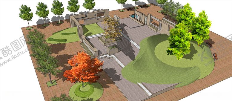 编号：70370910010954094224【酷图网】源文件下载-小区休闲区公园一角院子